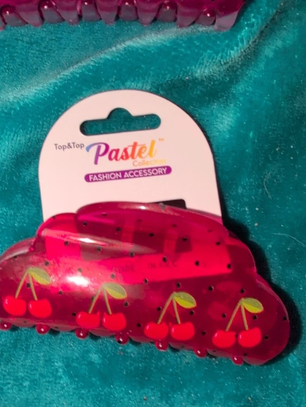 Pastels  Cherry Hair Claw Clips - Pink, Black, White, Clear- Pick Your Color